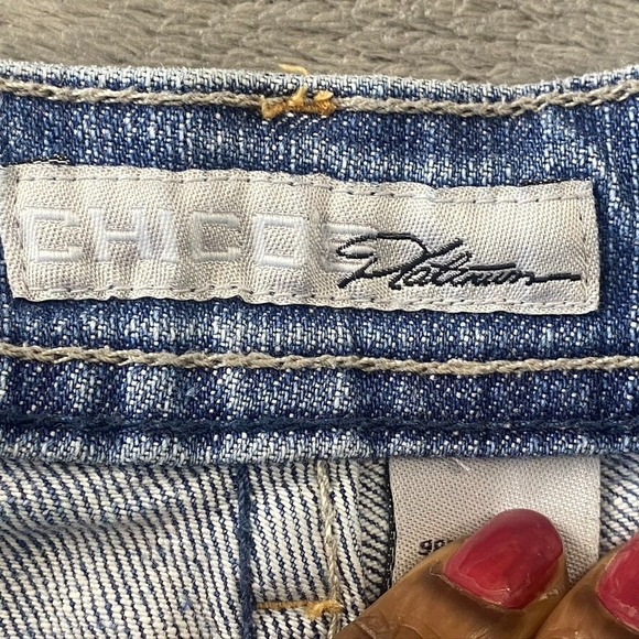 Chicos Platinum Marquis Jean Womens Size 2 Short Straight Leg Denim Blue Pants - Picture 9 of 16